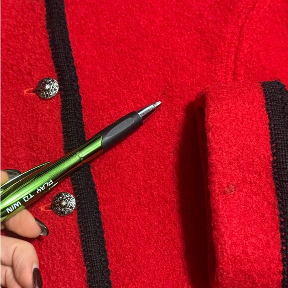 Vintage Tally-Ho Red Boiled Wool Cardigan – Size 12 - Picture 10 of 15